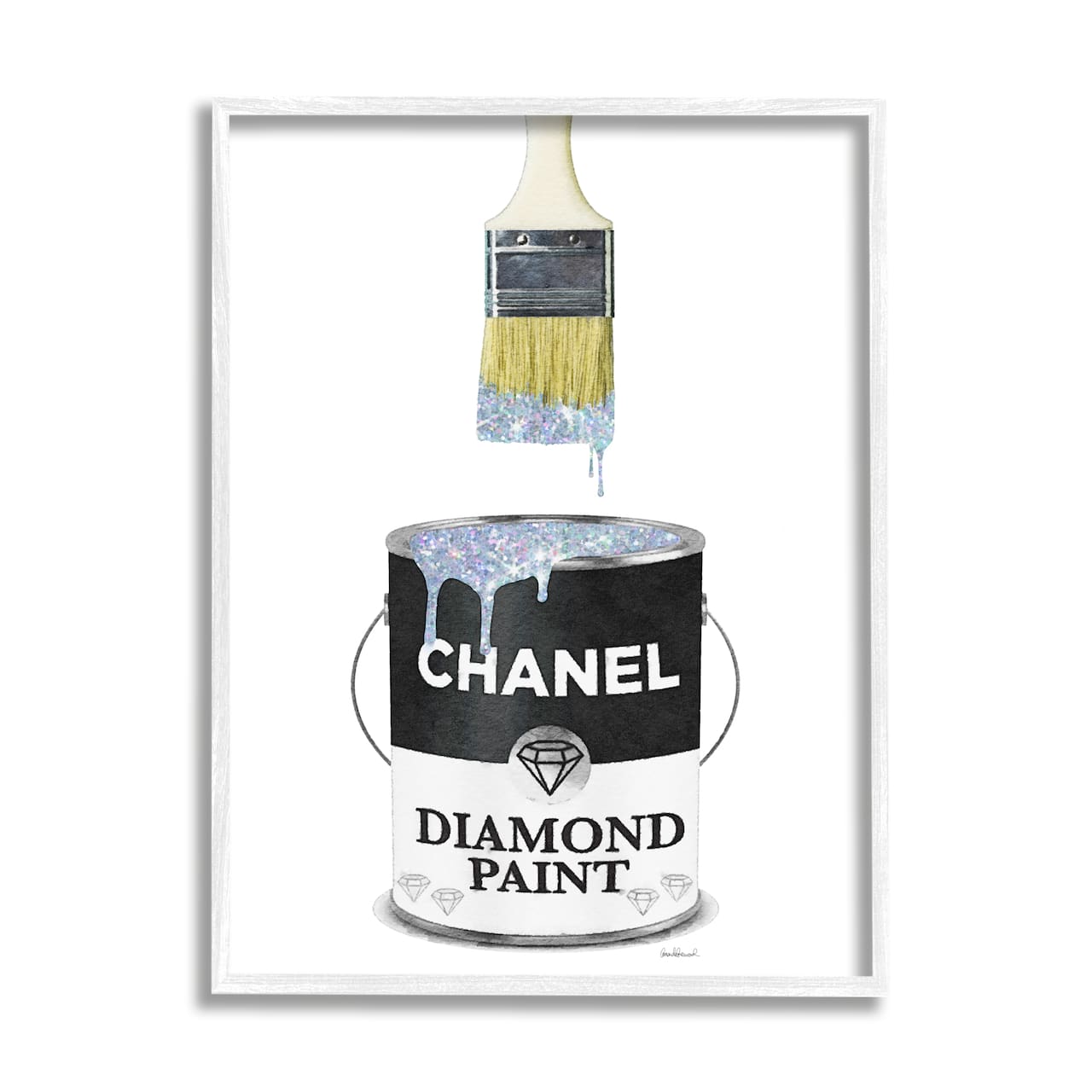 Stupell Glam Pop Fashion Diamond Paint Deluxe Designer Black Framed Wall Art - White - 24 x 30